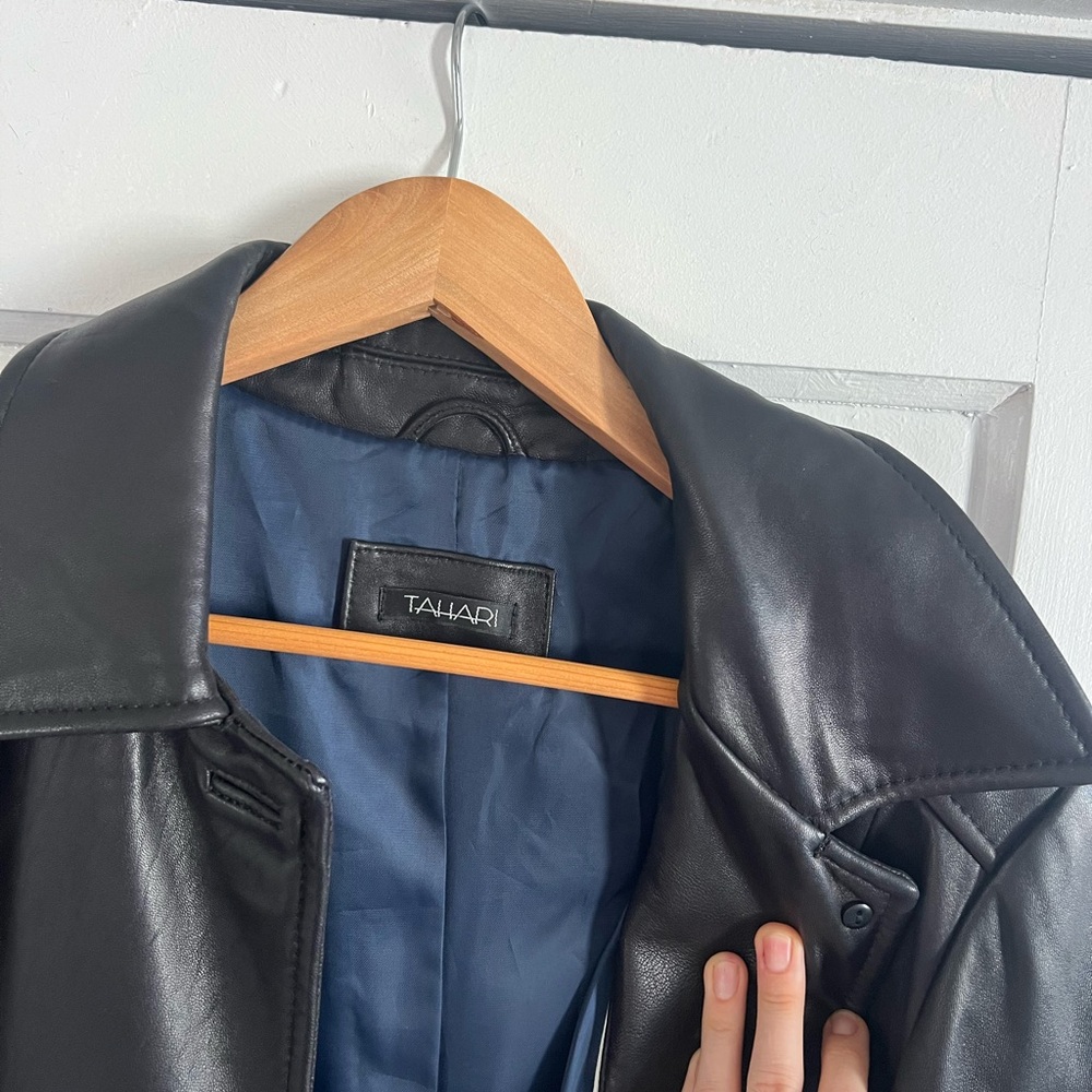 Tahari leather mid length coat - Picture 4 of 4